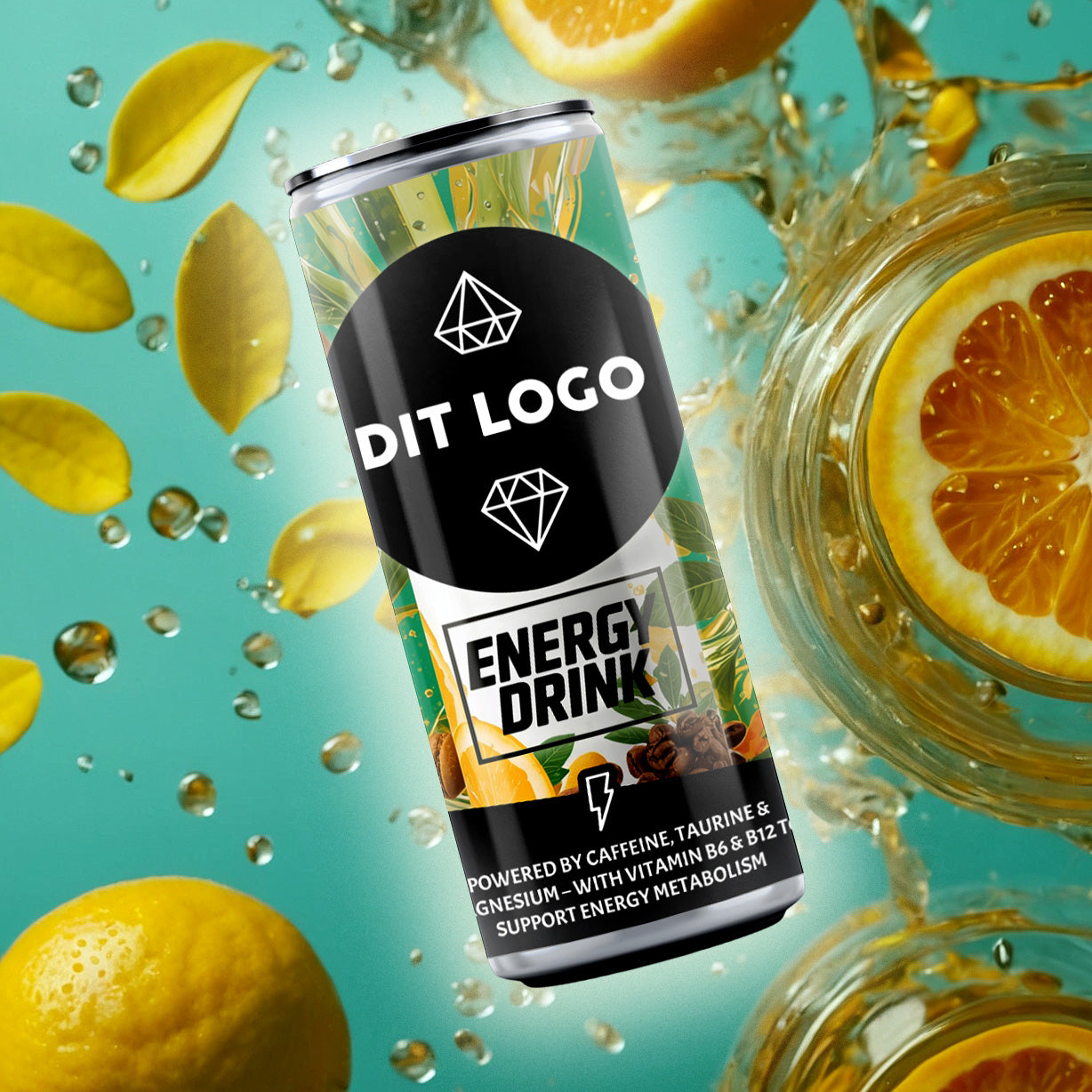 Logo på energy drink - fed branding med logo på energidrik
